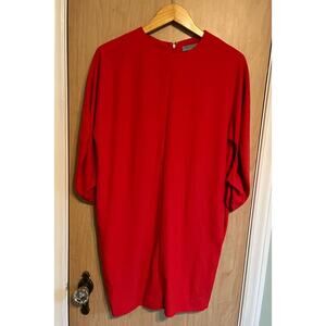 COS 3/4 Sleeve Red Dress Ruched Sleeves Shift Dress Size 2